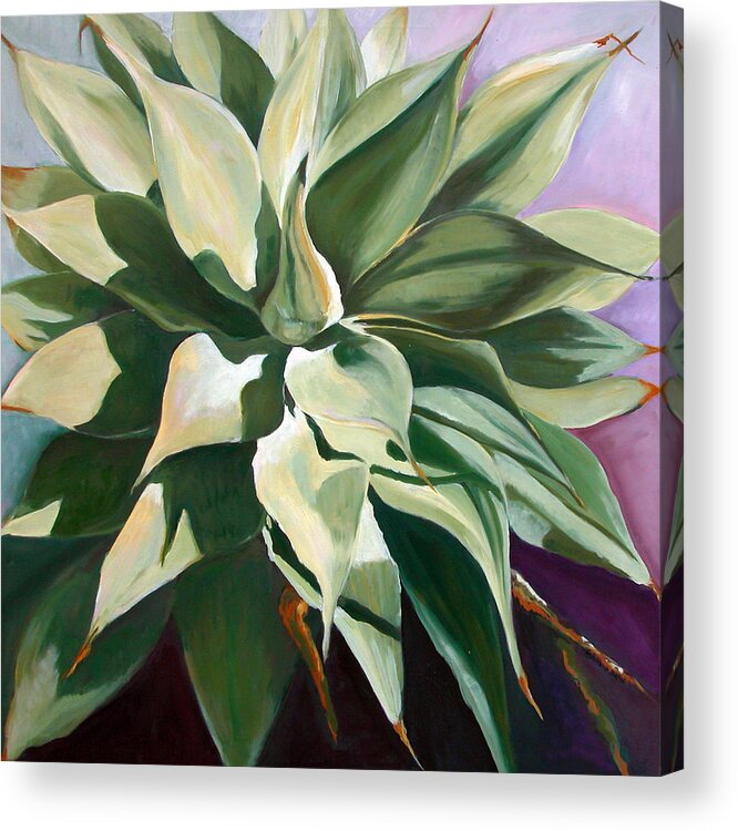 Agave Plant Acrylic Print featuring the painting Agave 1 by Synnove Pettersen