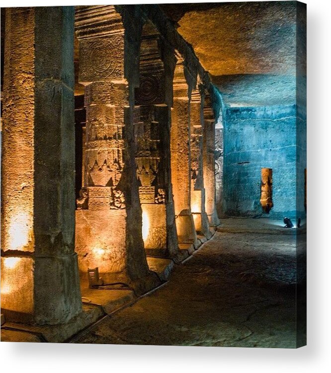 Ancient Acrylic Print featuring the photograph Ajanta Caves by Aleck Cartwright