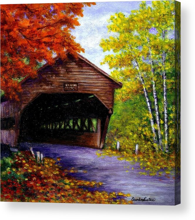 Covered Bridge Acrylic Print featuring the painting Albany Covered Bridge by Sandra Estes