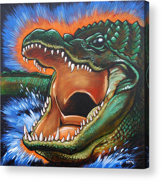 Alligator Acrylic Print featuring the painting Alligator by Glenn Pollard