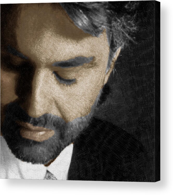 Andrea Bocelli Acrylic Print featuring the painting Andrea Bocelli And Square by Tony Rubino