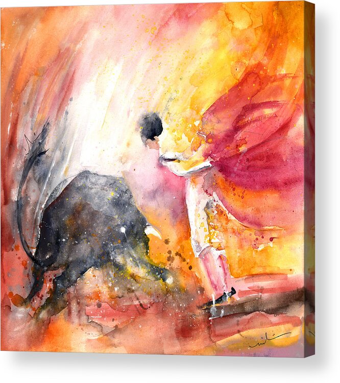 Europe Acrylic Print featuring the painting Angry Little Bull by Miki De Goodaboom