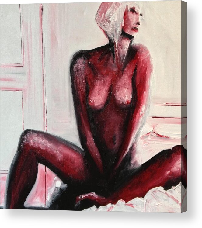 Nude Acrylic Print featuring the drawing Another day by Helen Syron