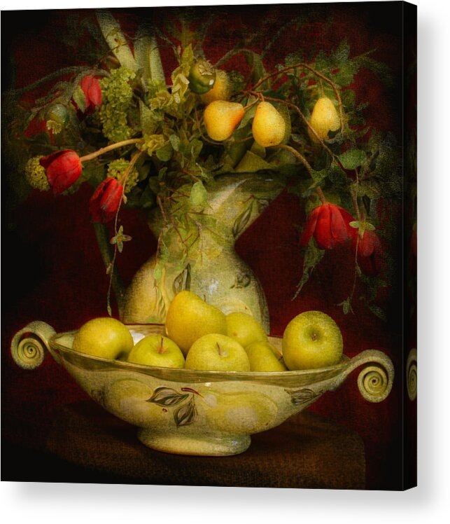 Apples Acrylic Print featuring the photograph Apples Pears And Tulips by Jeff Burgess