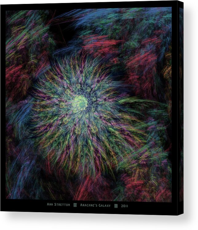 Blue Acrylic Print featuring the digital art Arachne's Galaxy by Ann Stretton