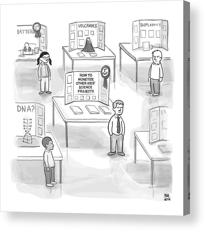 Captionless Science Fair Acrylic Print featuring the drawing At A Science Fair by Paul Noth