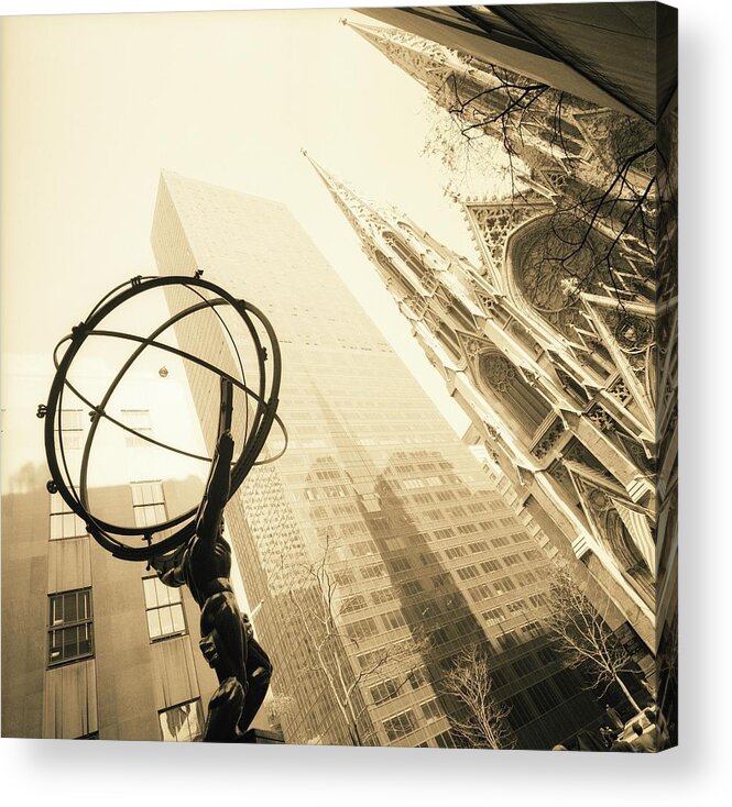 New York City Acrylic Print featuring the photograph Atlas Sculpture In New York City by Horst P. Horst