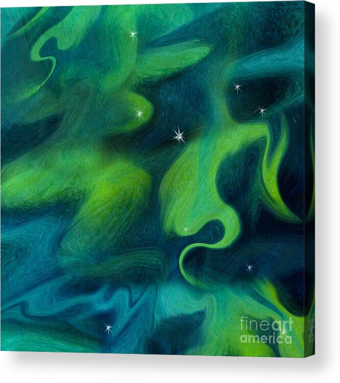 Aurora Acrylic Print featuring the painting Aurora with Stars by Teresa Ascone