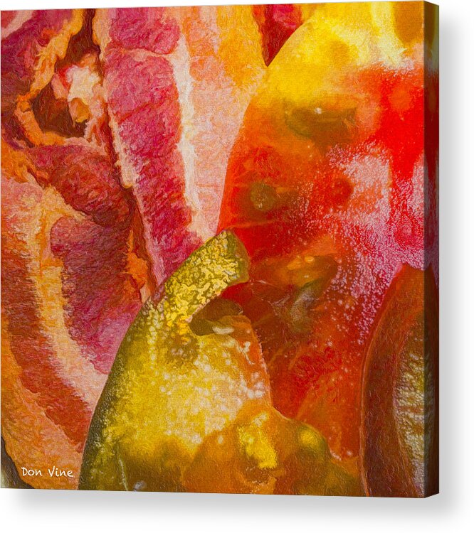 Focus Stacking Acrylic Print featuring the photograph Bacon and Tomato Sliced by Don Vine