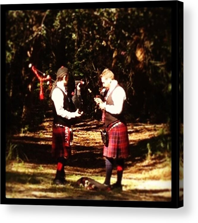 Bagpipe Acrylic Print featuring the photograph #bagpipers Do It In The #woods #bagpipe by James Roberts