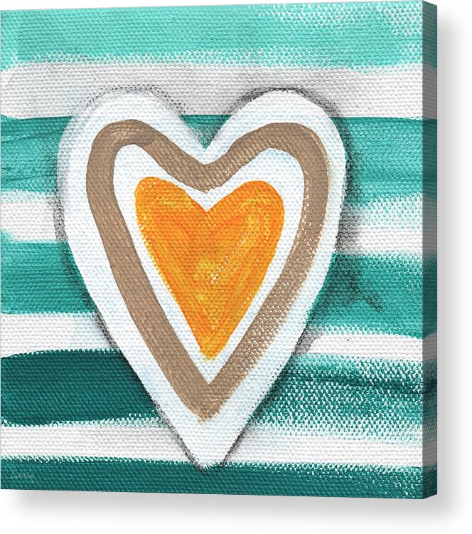 Hearts Acrylic Print featuring the painting Beach Glass Hearts by Linda Woods