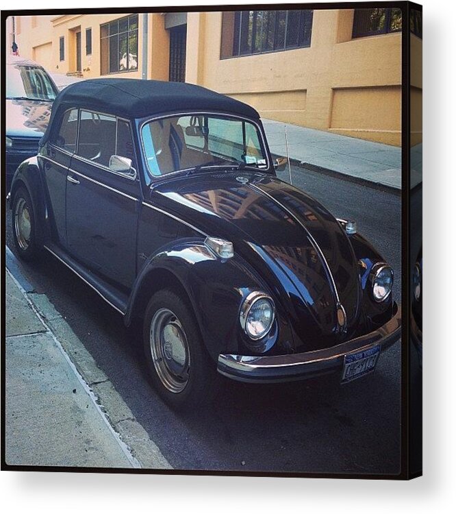 Black Acrylic Print featuring the photograph #beatle #volkswagen #black #classic by Alex Mamutin