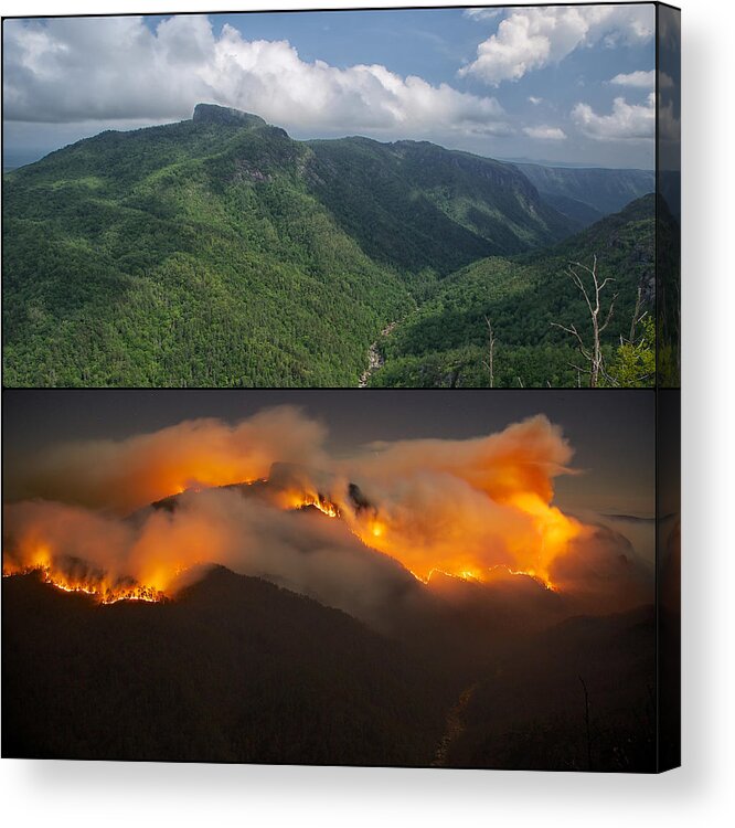 Table Rock Acrylic Print featuring the photograph Before and During the Table Rock Fire by Mark Steven Houser