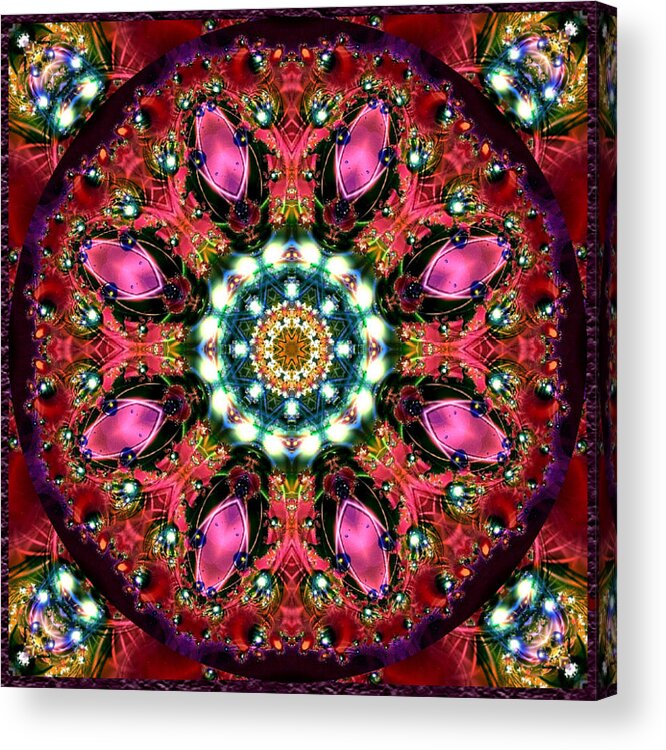 Kaleidoscope Acrylic Print featuring the digital art Bejewelled Mandala No 1 by Charmaine Zoe