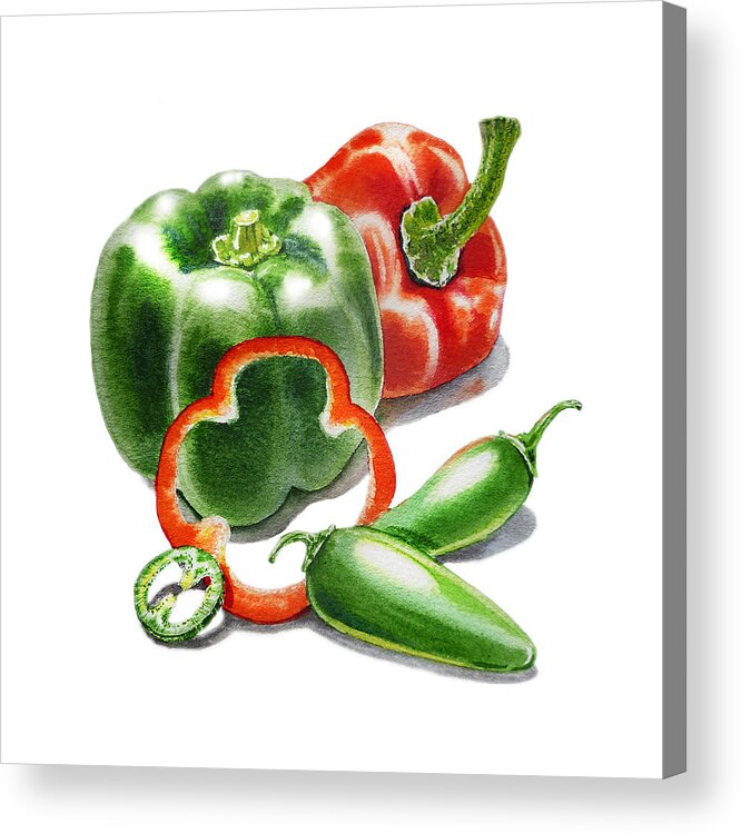 Bellpepper Acrylic Print featuring the painting Bell Peppers Jalapeno by Irina Sztukowski