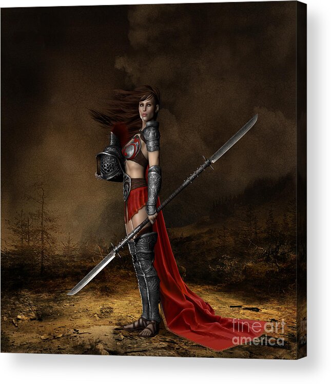 Bellona Acrylic Print featuring the digital art Bellona Goddess of War by Shanina Conway
