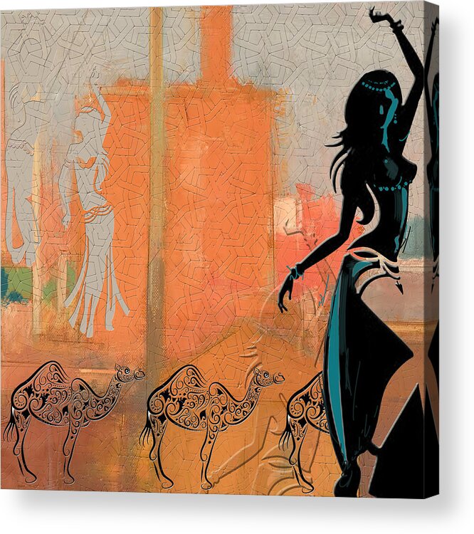 Belly Dance Art Acrylic Print featuring the painting Abstract Belly Dancer 11 by Corporate Art Task Force