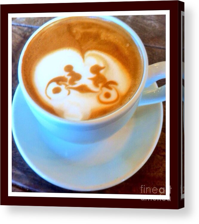 Latte Art Acrylic Print featuring the photograph Bicycle Built For Two Latte by Susan Garren