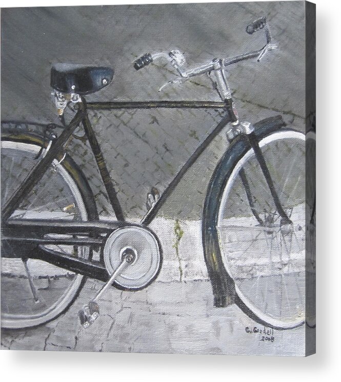 Bike Acrylic Print featuring the painting Bicycle in rome by Claudia Goodell