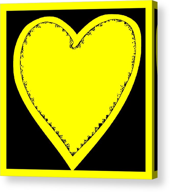 Valentine Acrylic Print featuring the digital art Big Heart 1 Yellow by Marianne Campolongo