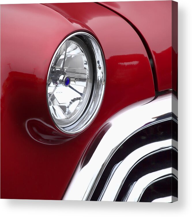 Red Acrylic Print featuring the photograph Big Red Oldsmobile by Carol Leigh