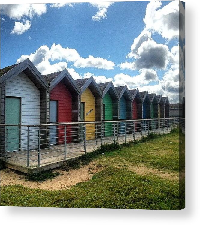 Natural Acrylic Print featuring the photograph Bike Ride/obligatory Beach Hut Shot by Michael Henderson