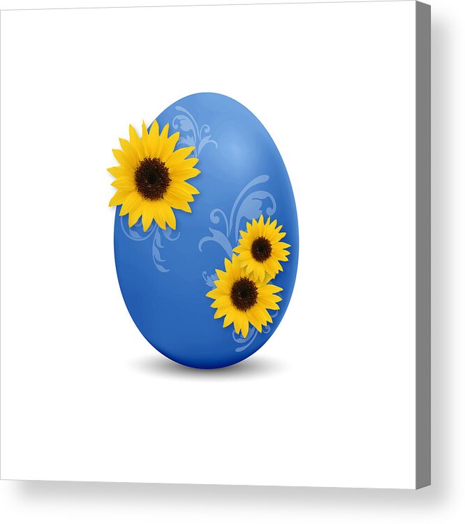 Easter Acrylic Print featuring the drawing Blue Easter Egg by Aged Pixel