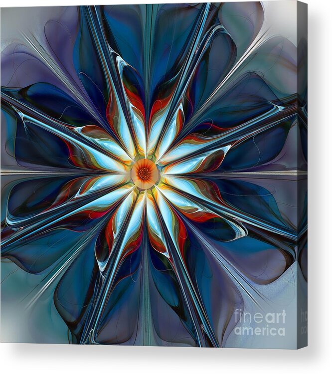 Abstract Acrylic Print featuring the digital art Blue Flower by Klara Acel