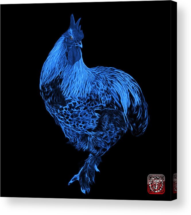 Rooster Acrylic Print featuring the painting Blue Rooster 3166 F by James Ahn