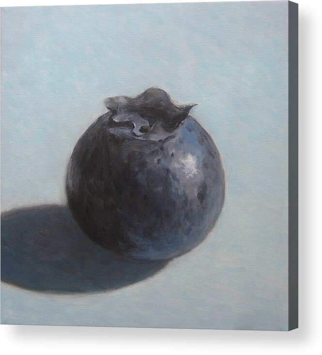 Blueberry Acrylic Print featuring the painting Blueberry on Blue by Kazumi Whitemoon