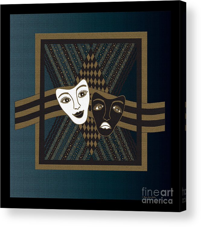 Classical Drama Acrylic Print featuring the digital art BlueBlack Janus Masks by Megan Dirsa-DuBois