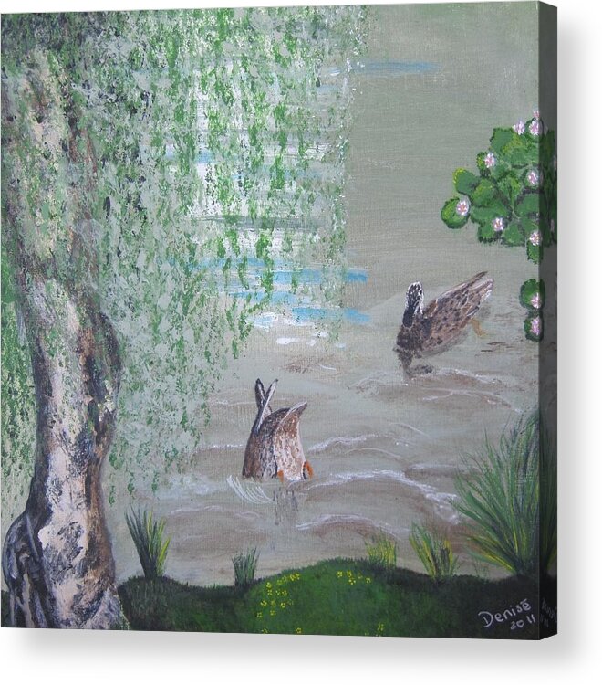 Duck Pond Acrylic Print featuring the painting Bottoms Up by Denise Hills