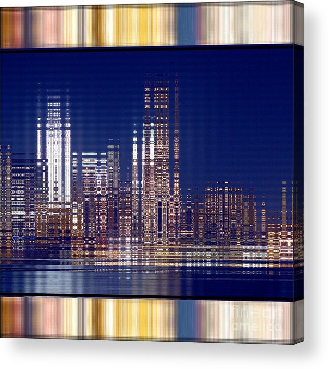 Manhattan Acrylic Print featuring the digital art Bright Lights of the City by Beverly Claire Kaiya