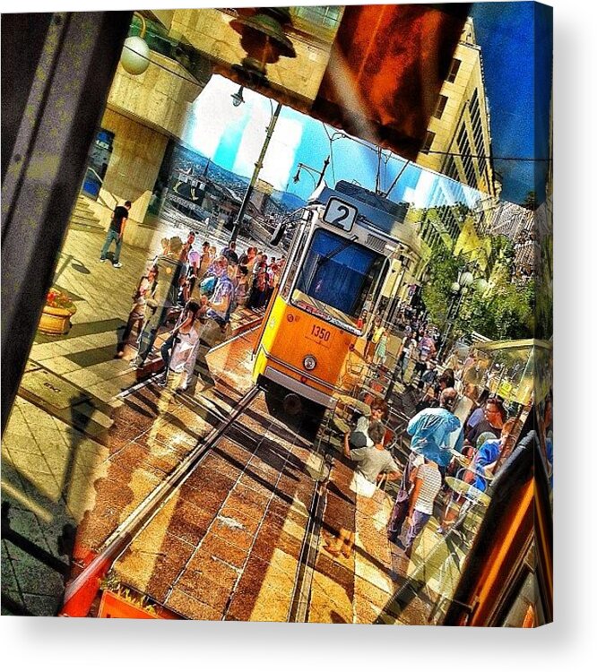 Budapest Acrylic Print featuring the photograph #budapest #reflections #window #tram by Luigino Bottega