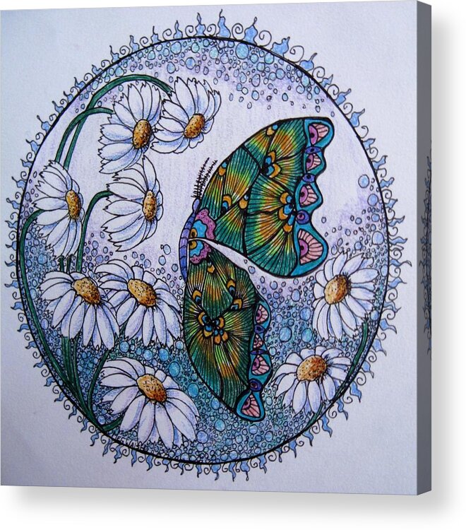 Butterflies Acrylic Print featuring the drawing Butterfly Circle by Megan Walsh