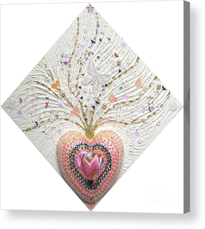 Butterfly Heart Acrylic Print featuring the relief Butterfly-Heart by Heidi Sieber