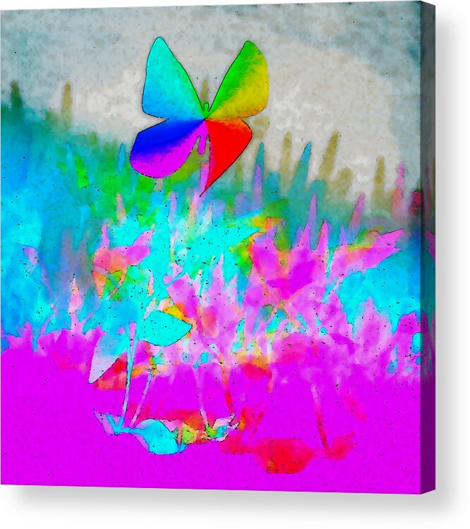 Butterfly Acrylic Print featuring the digital art Butterfly Landing by Frank Bright