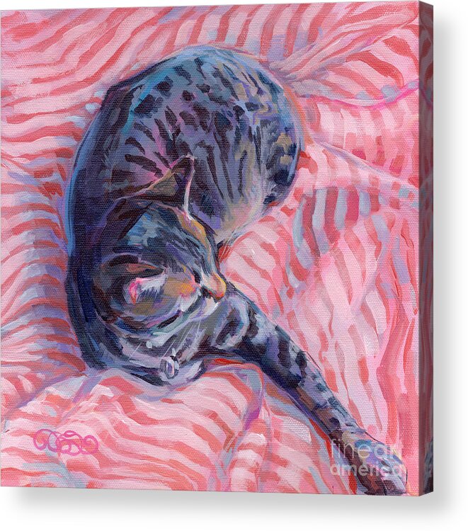 Tabby Cat Acrylic Print featuring the painting Candy Cane by Kimberly Santini