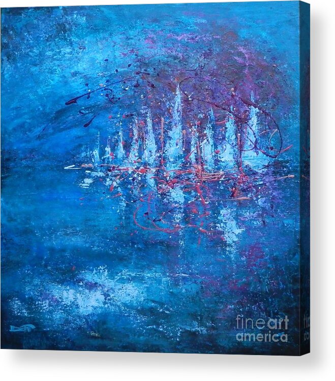 Caribbean Acrylic Print featuring the painting Caribbean Sail by Dan Campbell