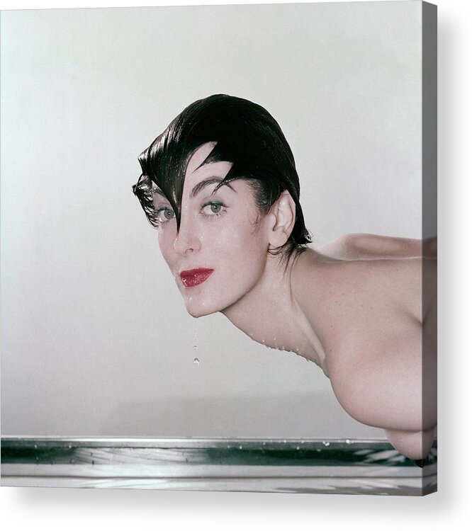 Beauty Acrylic Print featuring the photograph Carmen Dell'orefice Demonstrating Waterproof by John Rawlings