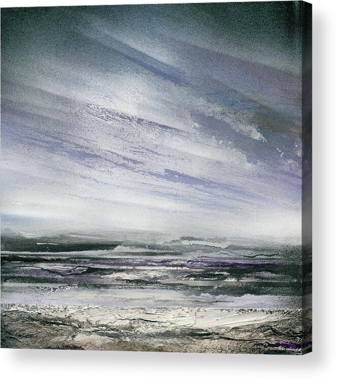  Winter Acrylic Print featuring the mixed media Catclough Reservoir Winter Rythms and textures by Mike  Bell