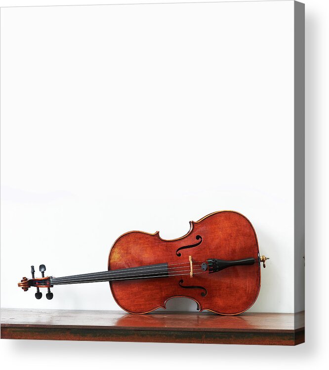 White Background Acrylic Print featuring the photograph Cello - Violoncelle by Graigue.com