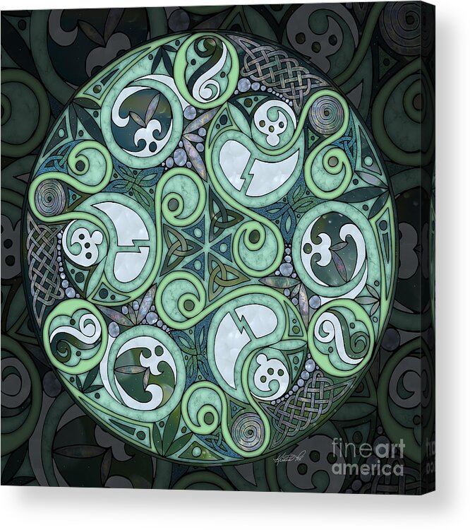 Abstract Art Acrylic Print featuring the mixed media Celtic Stormy Sea Mandala by Kristen Fox