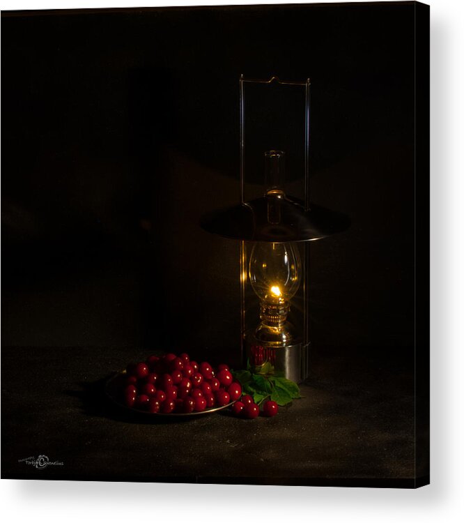 Cherries In The Night Acrylic Print featuring the photograph Cherries in the night by Torbjorn Swenelius