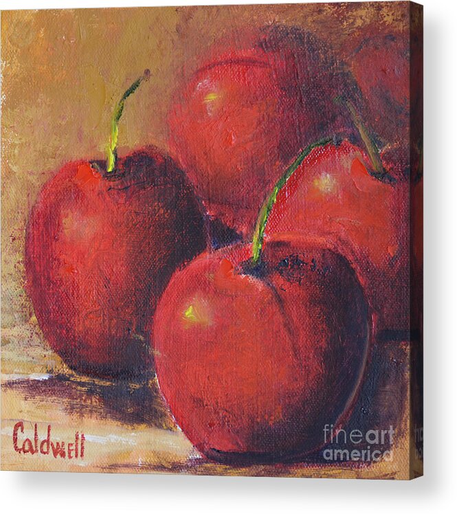 Cherry Acrylic Print featuring the painting Cherries by Patricia Caldwell