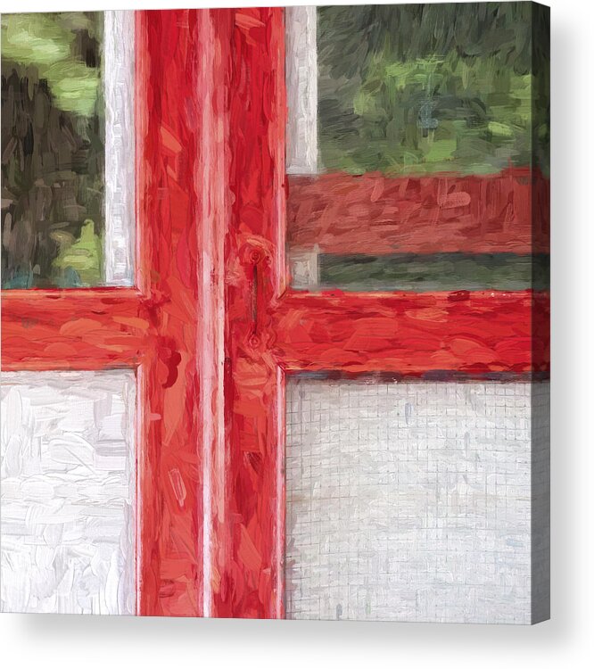 Red Acrylic Print featuring the photograph Church Camp House Detail Painterly Series 11 by Carol Leigh