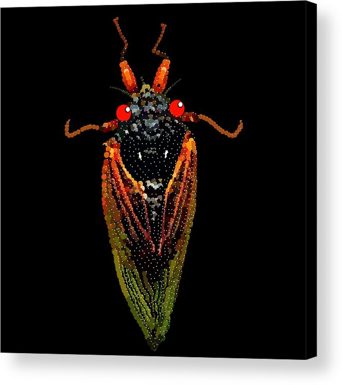 Cicada Acrylic Print featuring the digital art Cicada in Black by R Allen Swezey