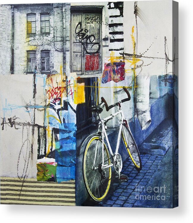 Collage Acrylic Print featuring the mixed media City poetry by Elena Nosyreva