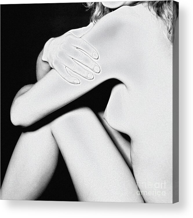 Woman Acrylic Print featuring the photograph Classical Solarized Nude Female Body by Jochen Schoenfeld
