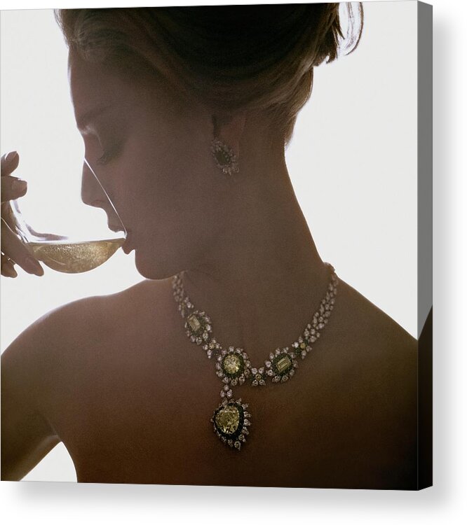 Jewelry Acrylic Print featuring the photograph Close Up Of A Young Woman Wearing Jewelry by Bert Stern